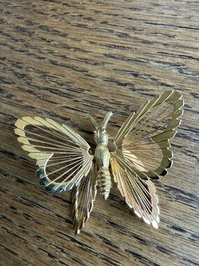 Vintage Monet Gold Butterfly Brooch